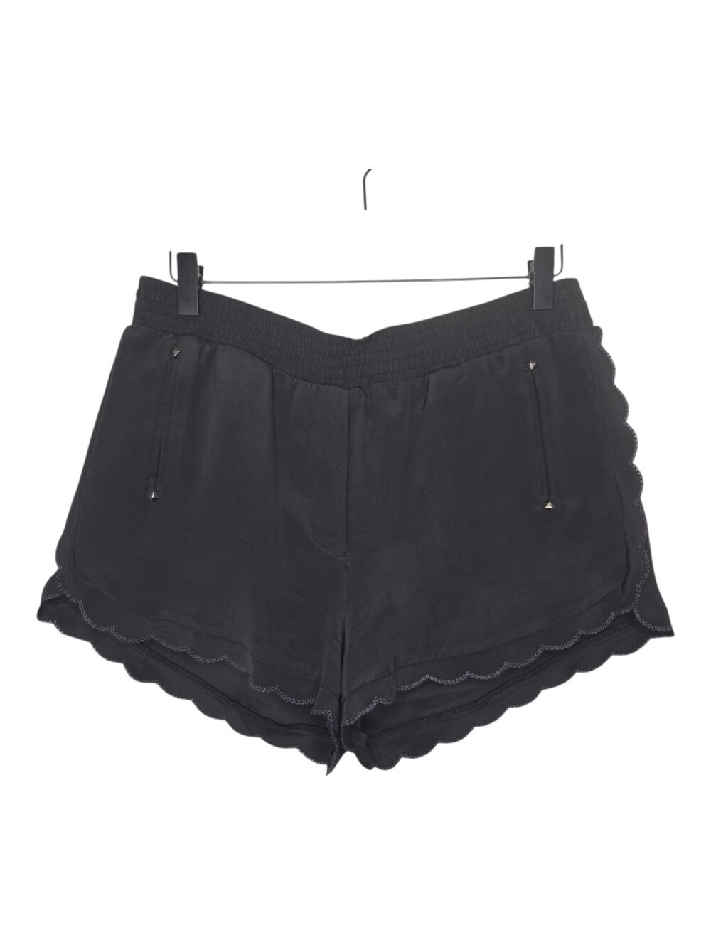 Rapsodia Womens Black Embroidered Lace Scalloped Cayetina Silk Shorts Size Small